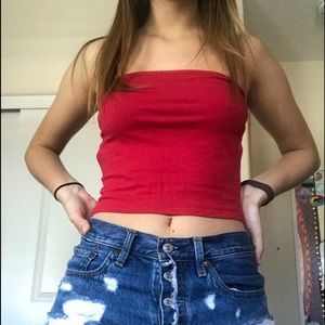 basic red tube top